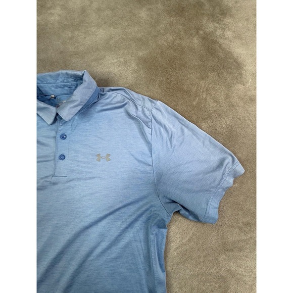 Under Armour Polo Shirt Mens Sz Large Blue Performance Stretch - Picture 3 of 11